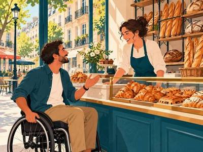 Illustration of a traveller in France