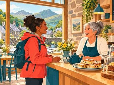 Illustration of a traveller in Wales